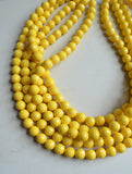 Yellow Acrylic Faceted Bead Chunky Multi Strand Statement Necklace - Angelina