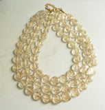 Clear Gold Lucite Bead Multi Strand Chunky Statement Necklace - Charlotte