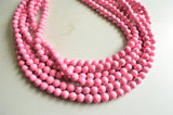 Pink Bead Chunky Howlite Multi Strand Statement Necklace - Michelle