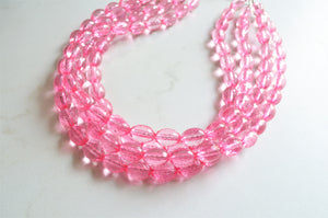 Pink Lucite Faceted Bead Chunky Acrylic Statement Necklace - Tessa