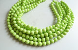 Green Lucite Bead Chunky Multi Strand Statement Necklace - Angelina