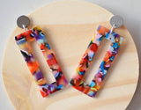 Multi Color Colorful Statement Big Lucite Geometric Acrylic Large Earrings - Louise
