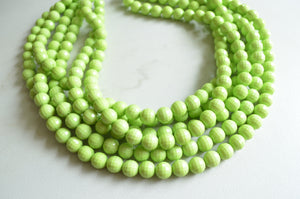 Green Lucite Bead Chunky Multi Strand Statement Necklace - Angelina