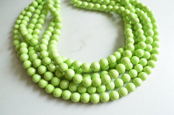 Green Lucite Bead Chunky Multi Strand Statement Necklace - Angelina