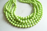 Light Green Lucite Bead Chunky Multi Strand Statement Necklace - Angelina