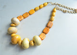 Yellow Long Beaded Stone Chunky Bohemian Statement Necklace - Ultimo