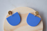 Blue Matte Big Lucite Acrylic Statement Dangle Womens Earrings - Nora