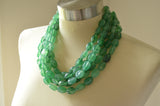 Green Lucite Acrylic Beaded Multi Strand Chunky Statement Necklace - Lauren