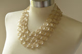Clear Gold Lucite Bead Multi Strand Chunky Statement Necklace - Charlotte