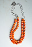 Orange Statement Necklace, Bead Necklace, Long Chunky Necklace, Chain Necklace