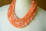 Orange Lucite Bead Acrylic Chunky Multi Strand Statement Necklace - Valerie