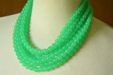 Green Acrylic Lucite Bead Chunky Multi Strand Statement Necklace - Alana