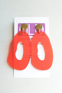 Red Blue Yellow Lucite Acrylic Hoop Statement Earrings - Sylvia
