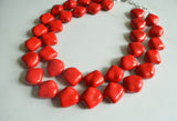 Red Acrylic Beaded Lucite Chunky Multi Strand Statement Necklace - Callie