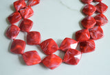 Red Acrylic Bead Chunky Multi Strand Statement Necklace - Krista
