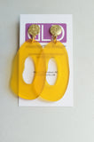 Red Blue Yellow Lucite Acrylic Hoop Statement Earrings - Sylvia