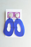 Red Blue Yellow Lucite Acrylic Hoop Statement Earrings - Sylvia