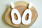 White Lucite Acrylic Big Dangle Statement Earrings - Sylvia