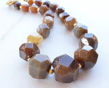 Brown Yellow Statement Beaded Agate Gemstone Chunky Stone Womens Necklace - Gemma