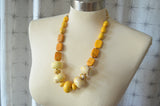 Yellow Long Beaded Stone Chunky Bohemian Statement Necklace - Ultimo