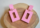 Turquoise Mint Green Yellow Pink Acrylic Matte Lucite Womens Statement Dangle Earrings - Louise