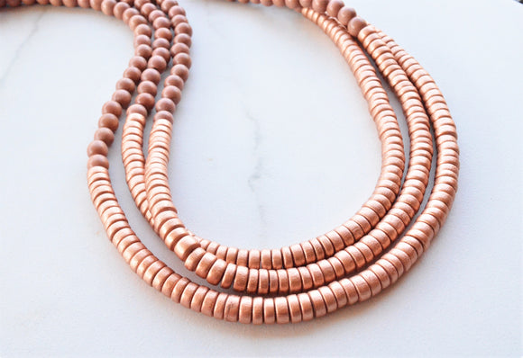 Brown Copper Wood Beaded Long Chunky Bohemian Statement Necklace - Adalyn