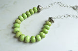 Green Bead Chunky Stone Chain Long Statement Necklace - Bambina