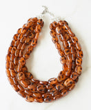 Tortoise Shell Statement Necklace Lucite Beaded Necklace Chunky Necklace - Lauren
