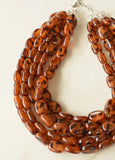 Tortoise Shell Statement Necklace Lucite Beaded Necklace Chunky Necklace - Lauren