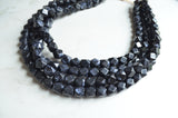 Black Beaded Multi Strand Acrylic Statement Necklace - Verti