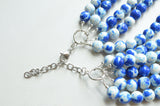 Blue White Jade Beaded Chunky Multi Strand Statement Necklace - Alana