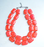 Red Statement Acrylic Chunky Bead Multi Strand Necklace, - Jenny
