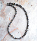 Mens Beaded Hematite Copper Black Stone Necklace - Ryder