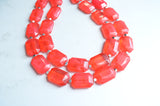 Red Statement Acrylic Chunky Bead Multi Strand Necklace, - Jenny