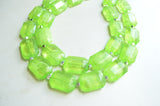 Lime Green Lucite Beaded Multi Strand Chunky Womens Statement Necklace - Jenny