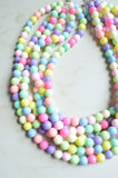 Pastel Multi Color Acrylic Lucite Bead Chunky Statement Necklace - Alana
