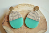 Yellow Lucite Wood Big Acrylic Statement Dangle Womens Earrings - Bennett