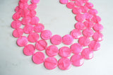 Pink Lucite Acrylic Beaded Multi Strand Chunky Statement Necklace  - Charlotte
