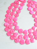 Pink Lucite Acrylic Beaded Multi Strand Chunky Statement Necklace  - Charlotte