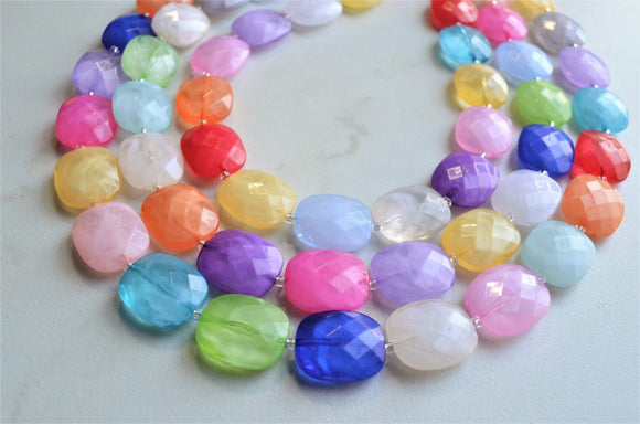 Multi Color Acrylic Bead Colorful Lucite Statement Necklace - Jane