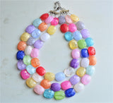 Multi Color Acrylic Bead Colorful Lucite Statement Necklace - Jane