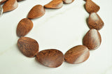 Brown Wood Beaded Long Chunky Boho Statement Necklace - Shelly