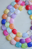 Multi Color Acrylic Bead Colorful Lucite Statement Necklace - Jane