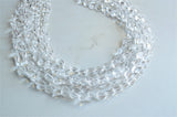 Clear Heart Glass Bead Multi Strand Chunky Statement Necklace