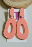 Coral Pink Statement Lucite Acrylic Big Statement Earrings - Sylvia
