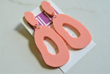 Coral Pink Statement Lucite Acrylic Big Statement Earrings - Sylvia