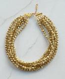 Gold Crystal Faceted Beaded Multi Strand Chunky Statement Necklace - Rebecca