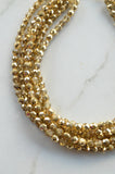 Gold Crystal Faceted Beaded Multi Strand Chunky Statement Necklace - Rebecca