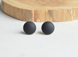 Black Matte Stud Earrings, Black Post Earrings, Rubber Small Earrings