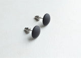 Black Matte Stud Earrings, Black Post Earrings, Rubber Small Earrings